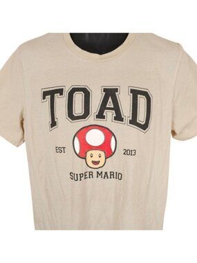Super Mario Bros T Shirt Mens Size Medium Cream Toad Nintendo Video Game